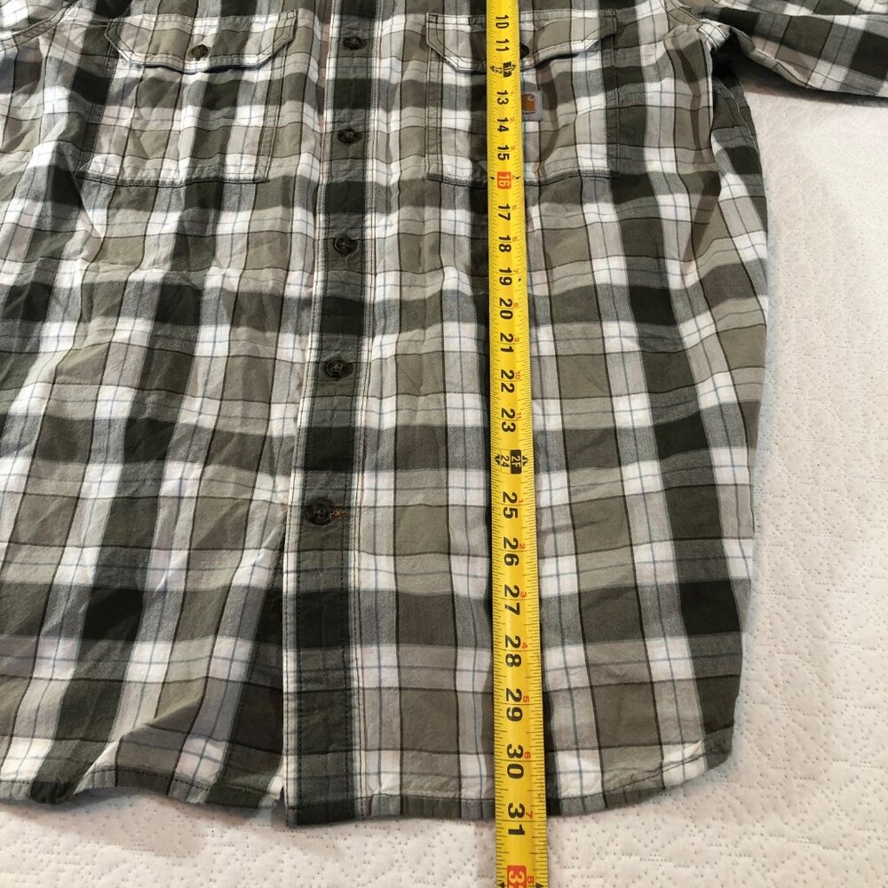 Carhartt Loose Fit Chambray Long Sleeve Shirt Mens Size Large green Plaid - Picture 6 of 7